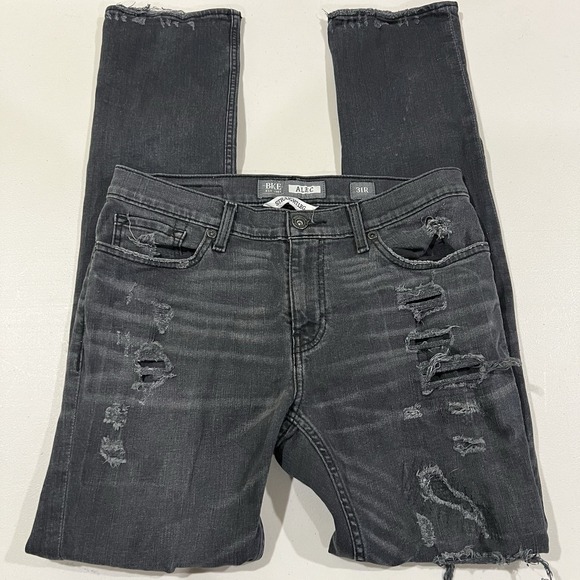 BKE Other - BKE Alec Jeans Mens 31x32 Black Straight Leg Dark Wash Denim Distressed